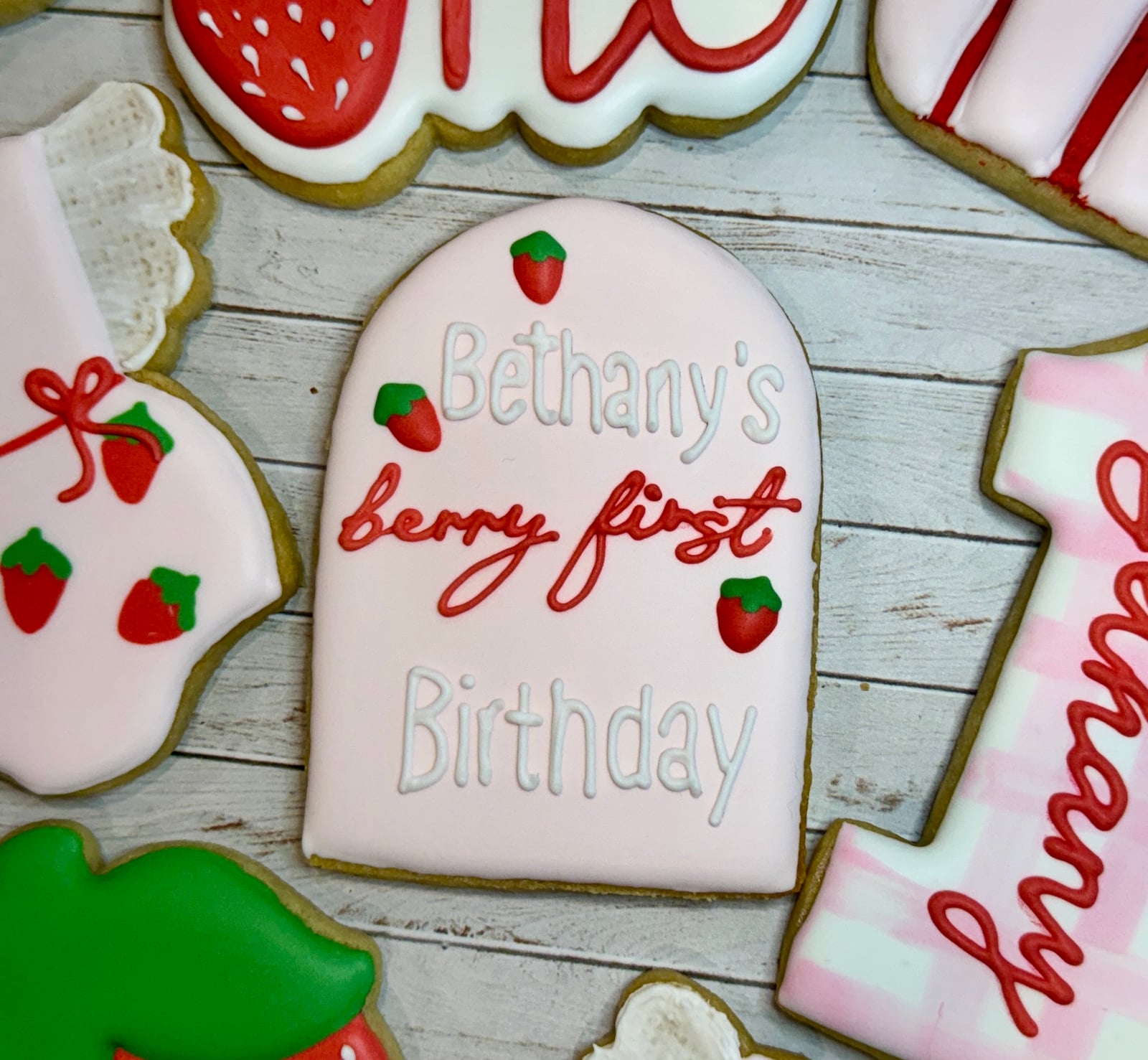 Strawberry First Birthday Cookies